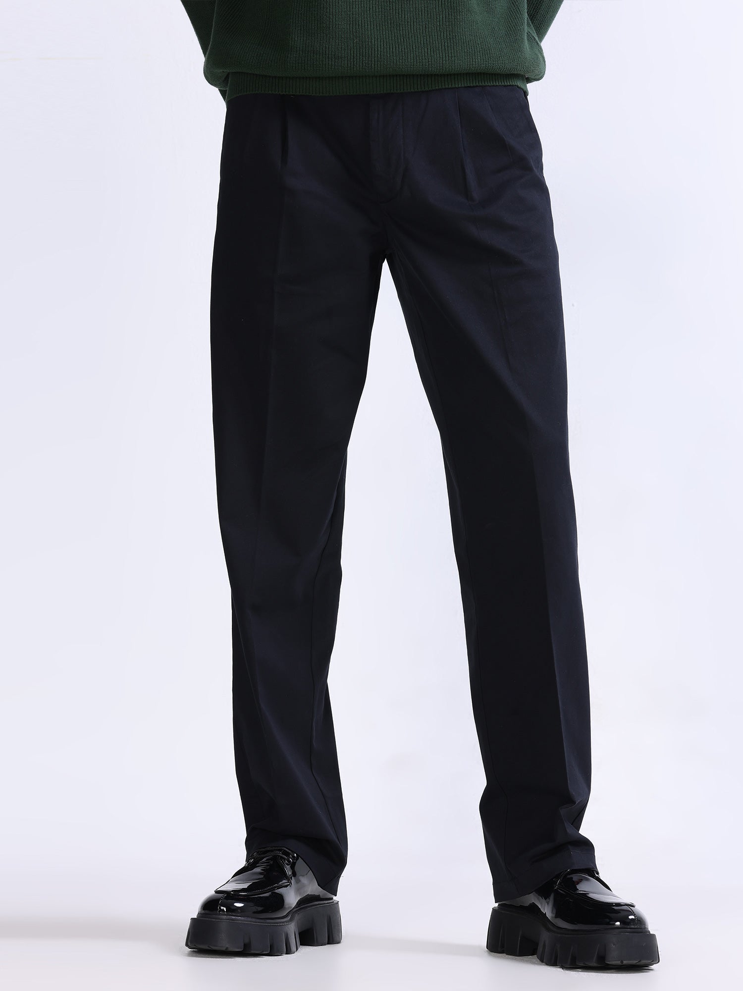 Reiss Brighton Pleated Relaxed Trousers, Black at John Lewis & Partners