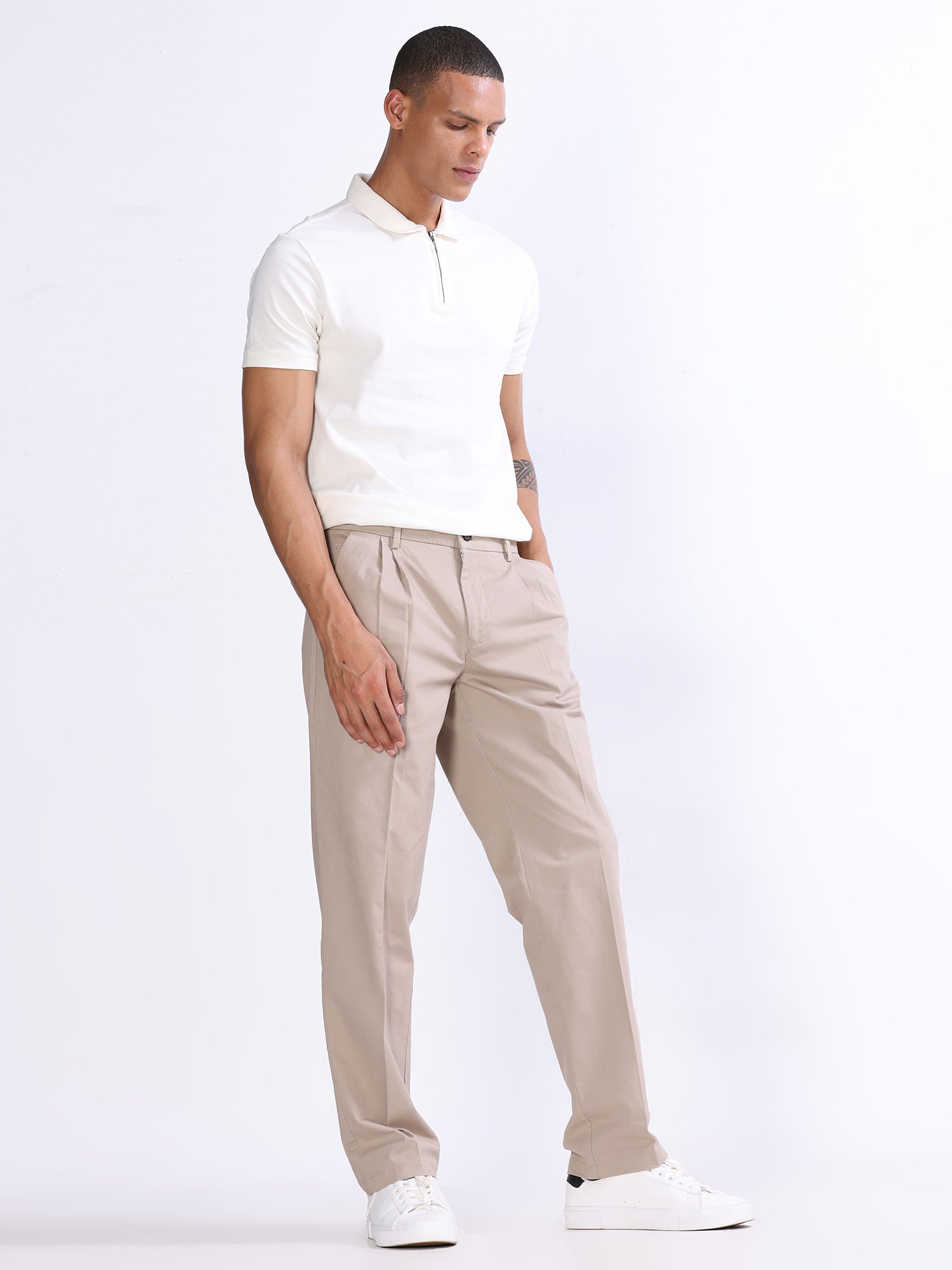 Buy U.S. Polo Assn. Herringbone Textured Casual Trousers - NNNOW.com