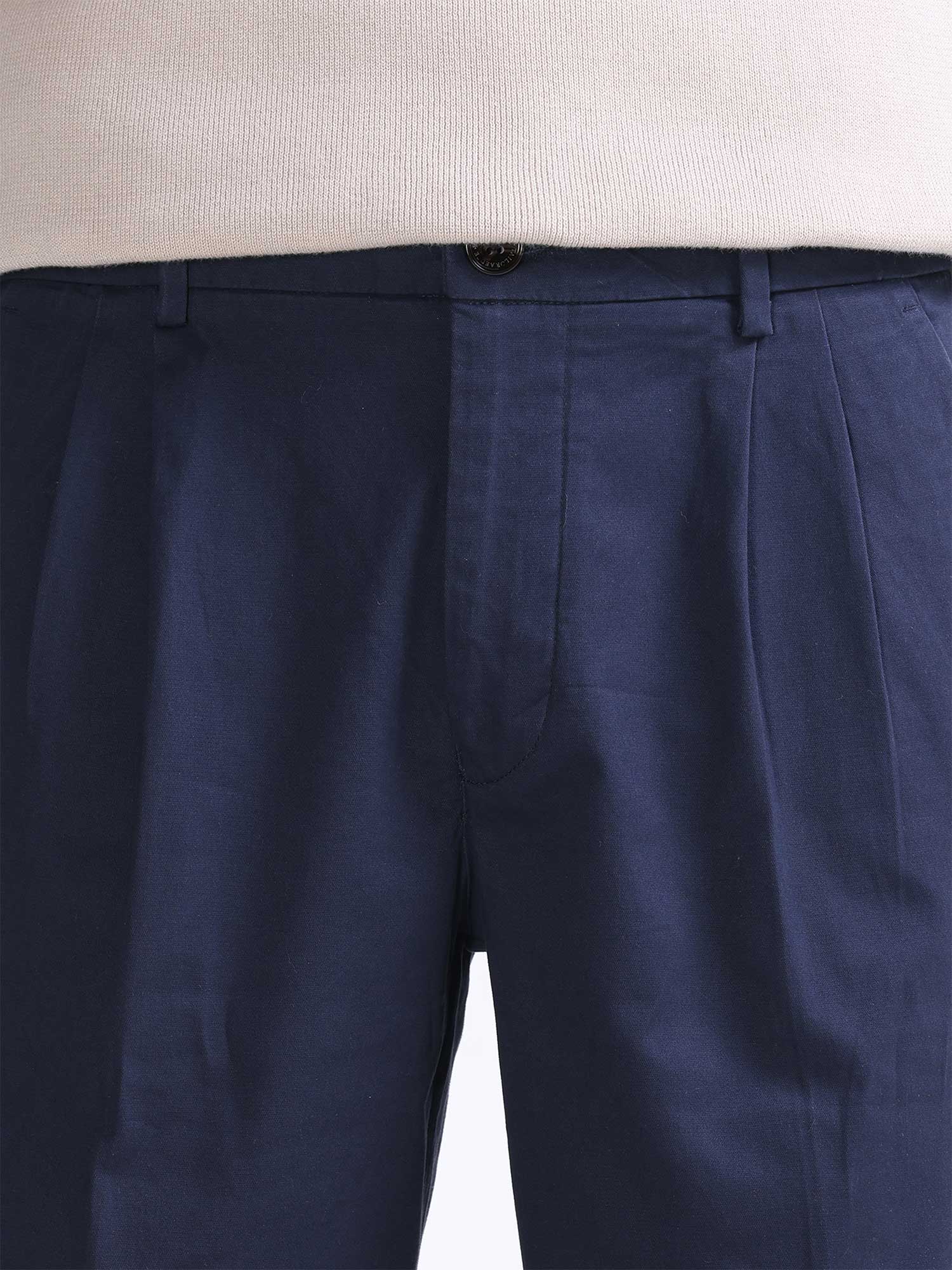 Buy Navy Blue Luxurious Linen Pant