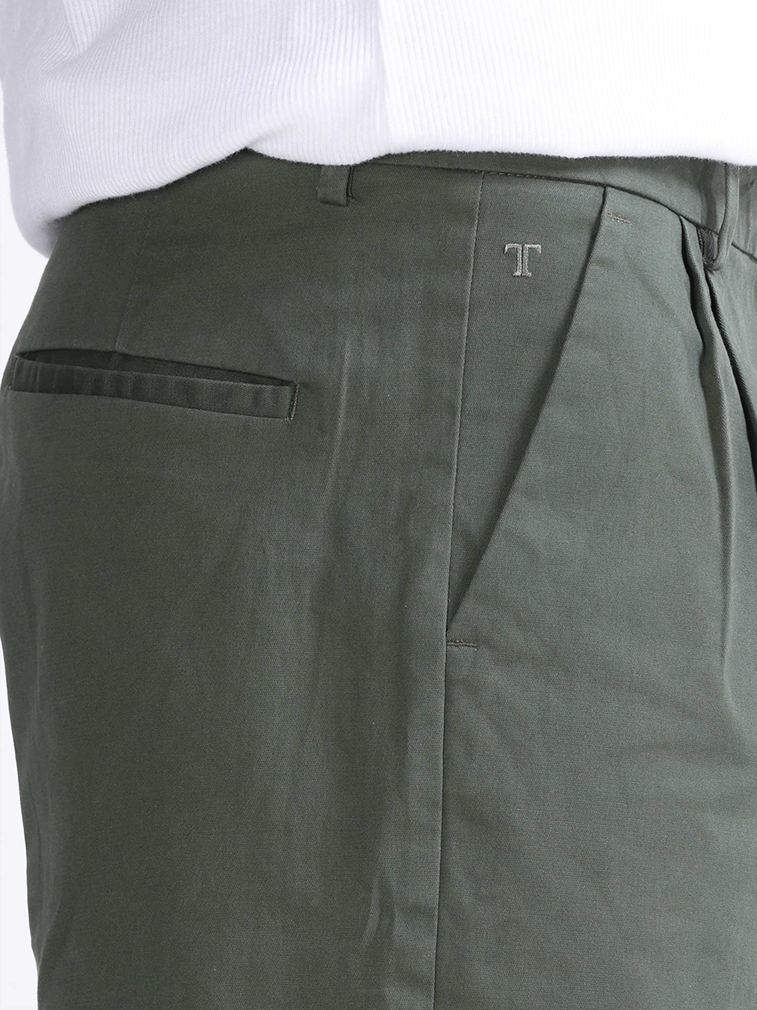 Lovskoo Men's Corduroy Pants Flat-Front Casual Straight Trousers Elastic  Slim Cotton Pants Olive Green - Walmart.com