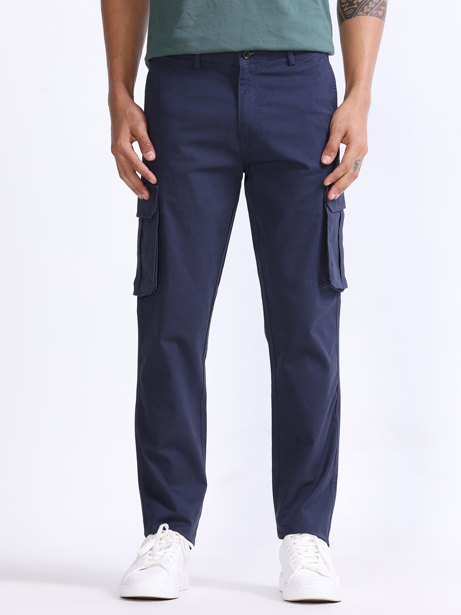 Mens navy store blue cargo trousers