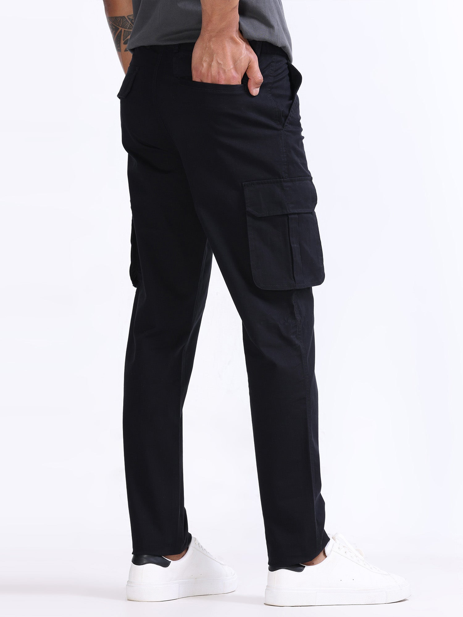 Buy WHITE CARGO MID-RISE STRAIGHT CASUAL TROUSERS for Women Online in India