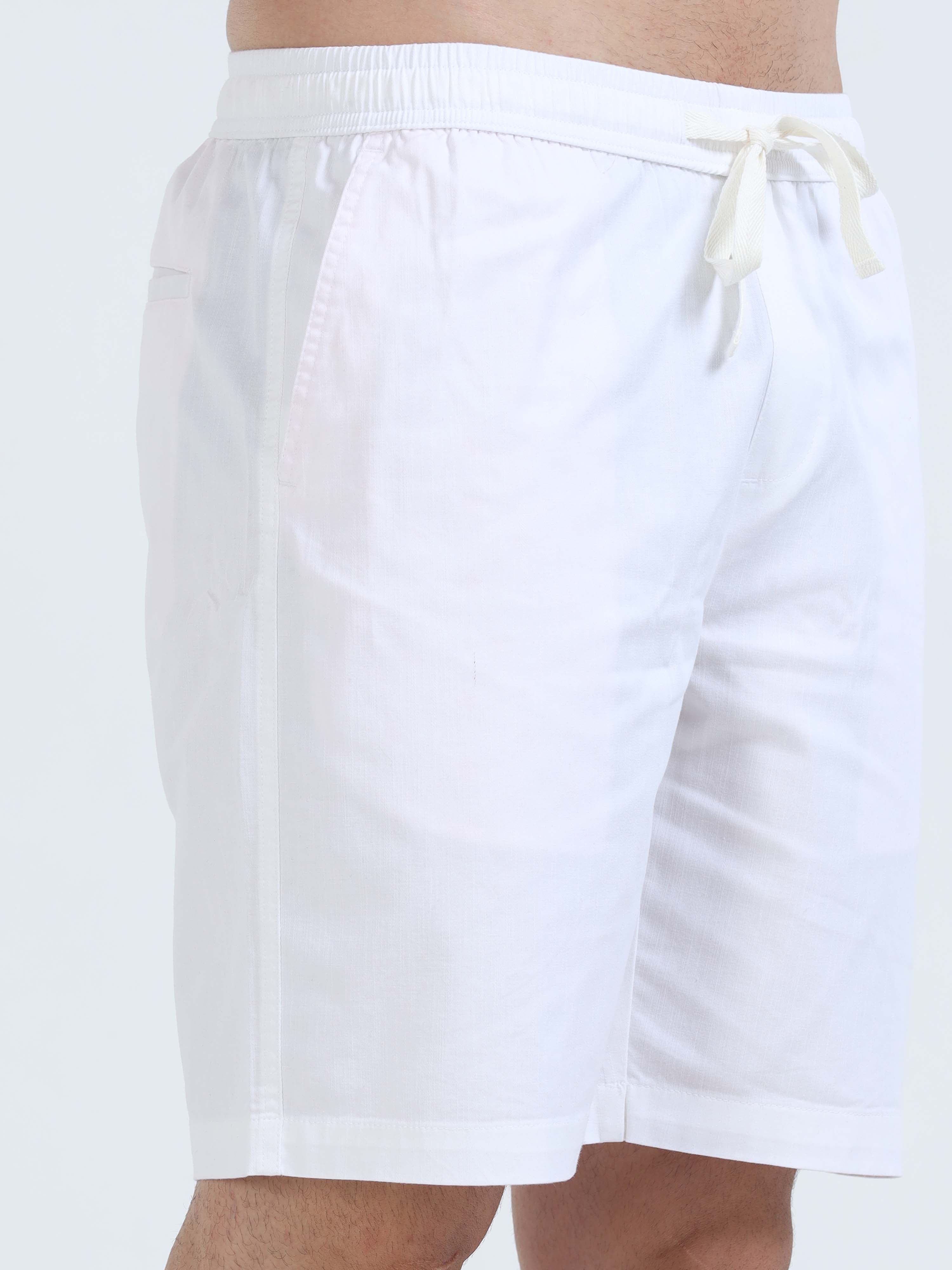 Buy Soft Cotton White Basic Shorts for Men Online on India