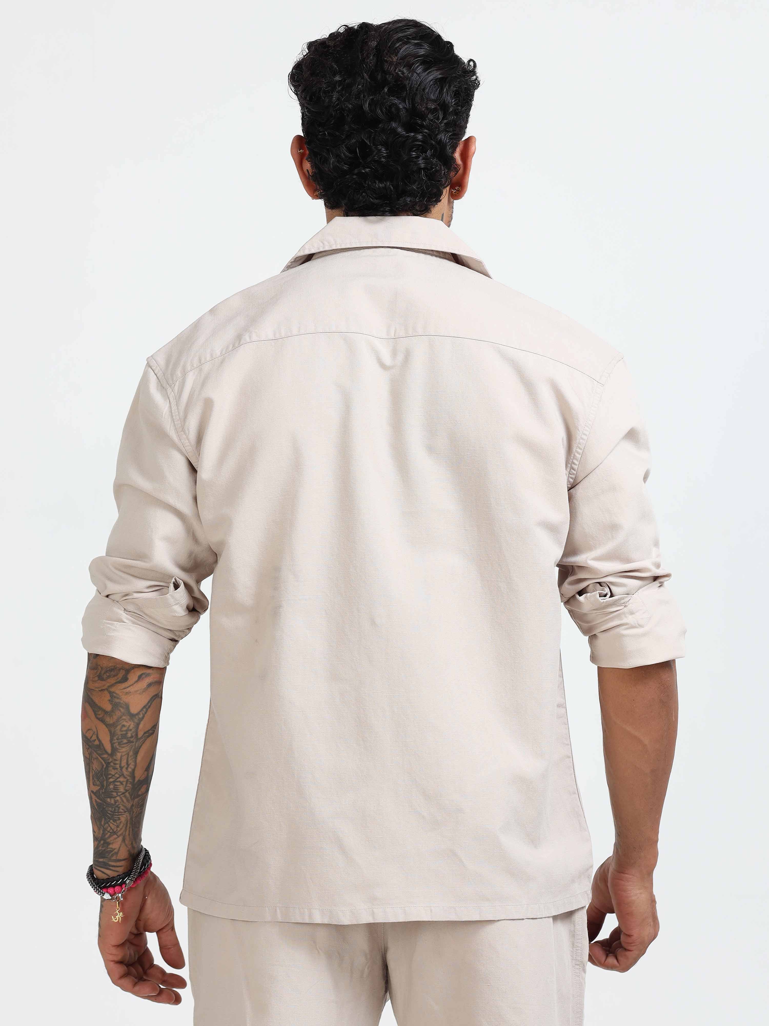 Style Shield Linen Shacket In Dust Grey