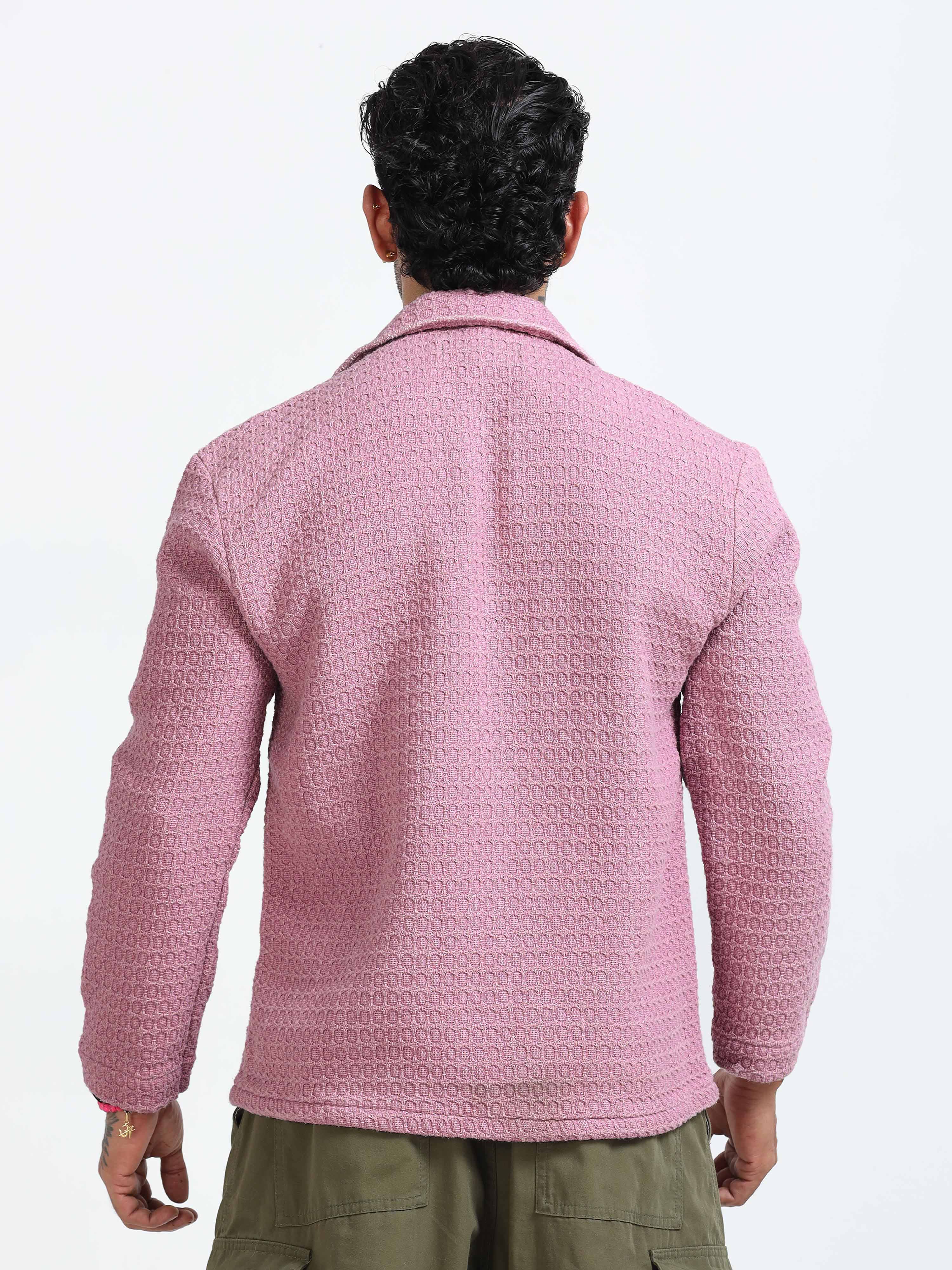 Elegance Textured Jude Shacket In Pink