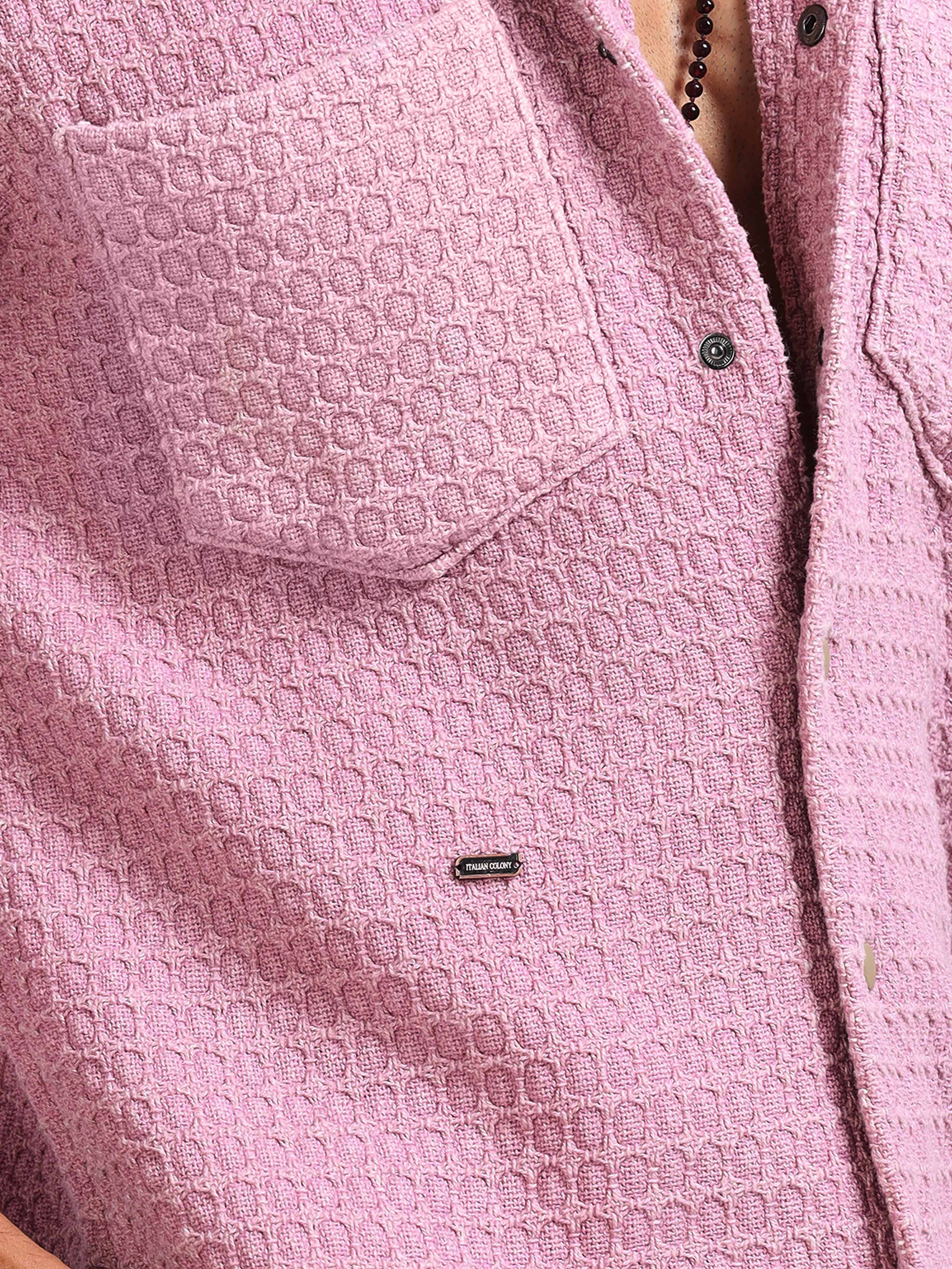 Elegance Textured Jude Shacket In Pink