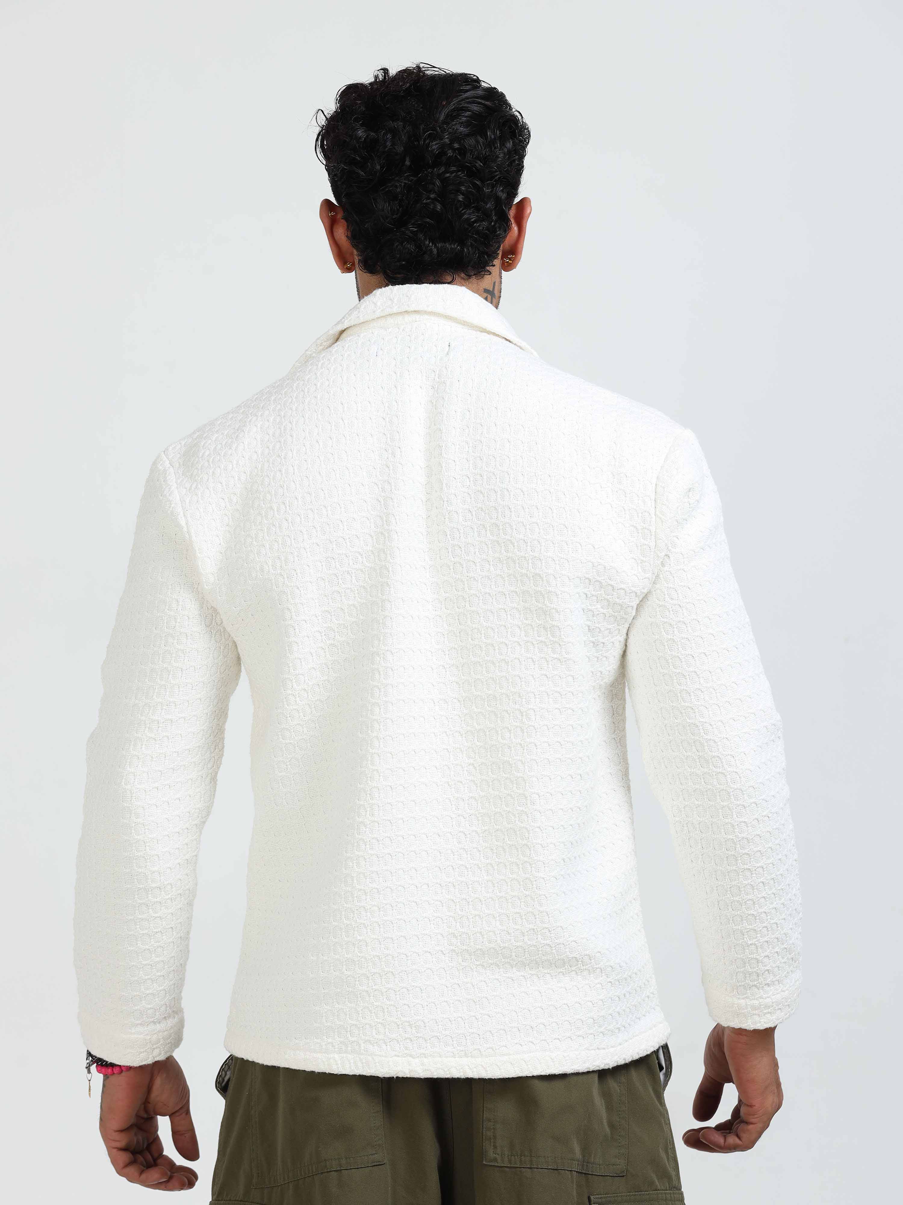 Elegance Textured Jude Shacket In White