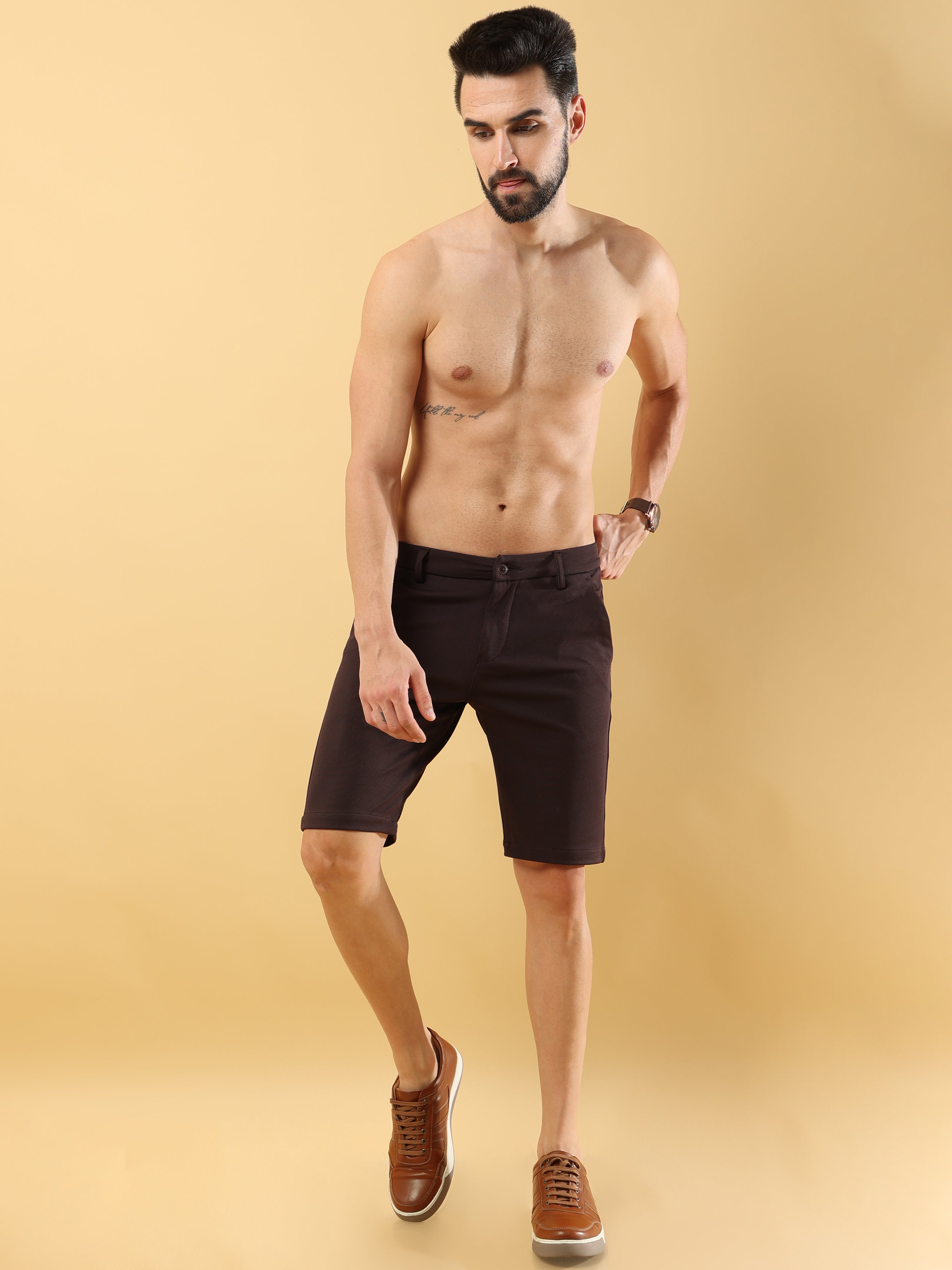 Power Stretch Exotic Brown Shorts for Men 