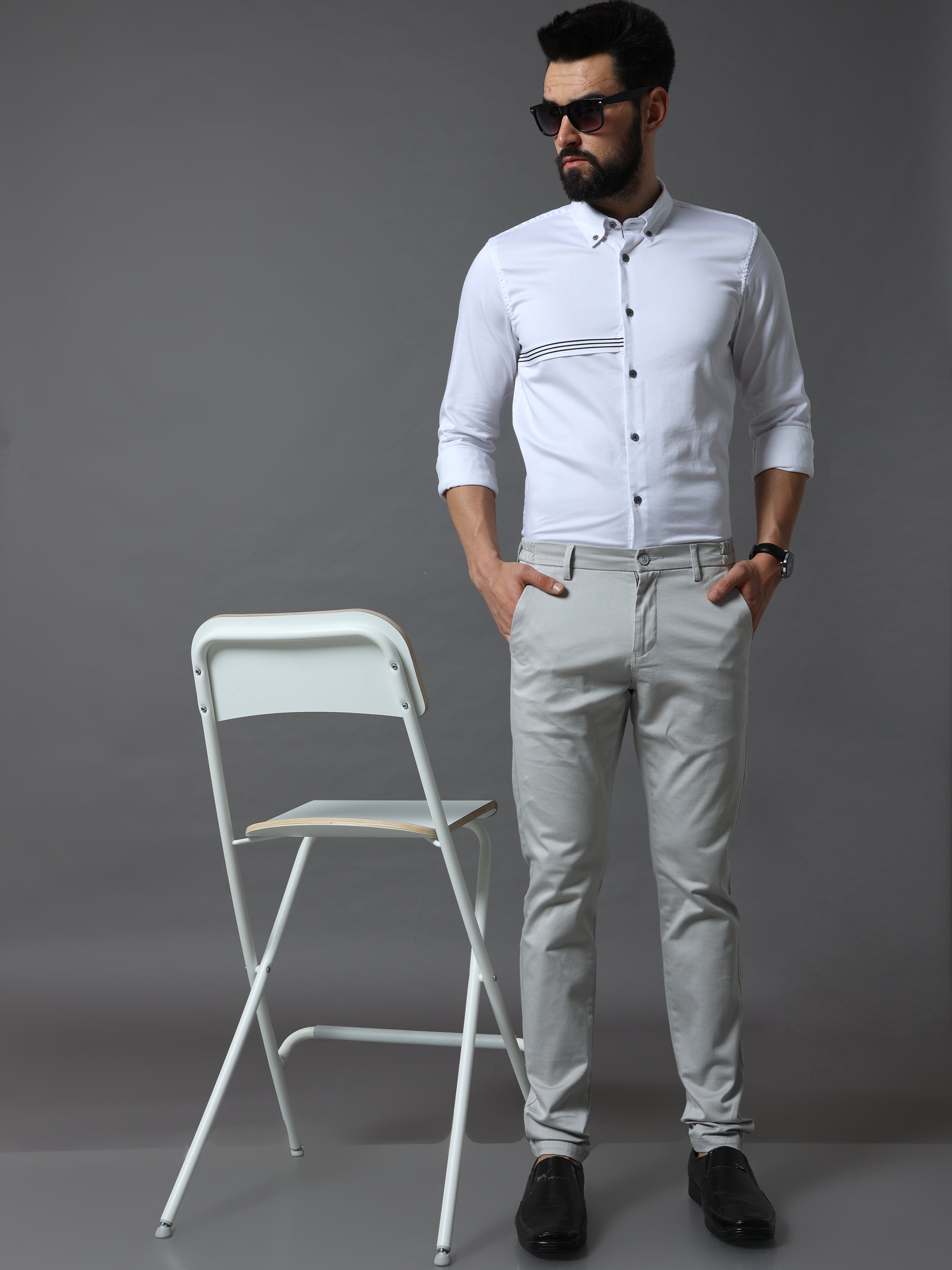 Cavallo By Linen Club Men's Cotton Linen White Solid Mid-Rise Slim Fit  Trouser