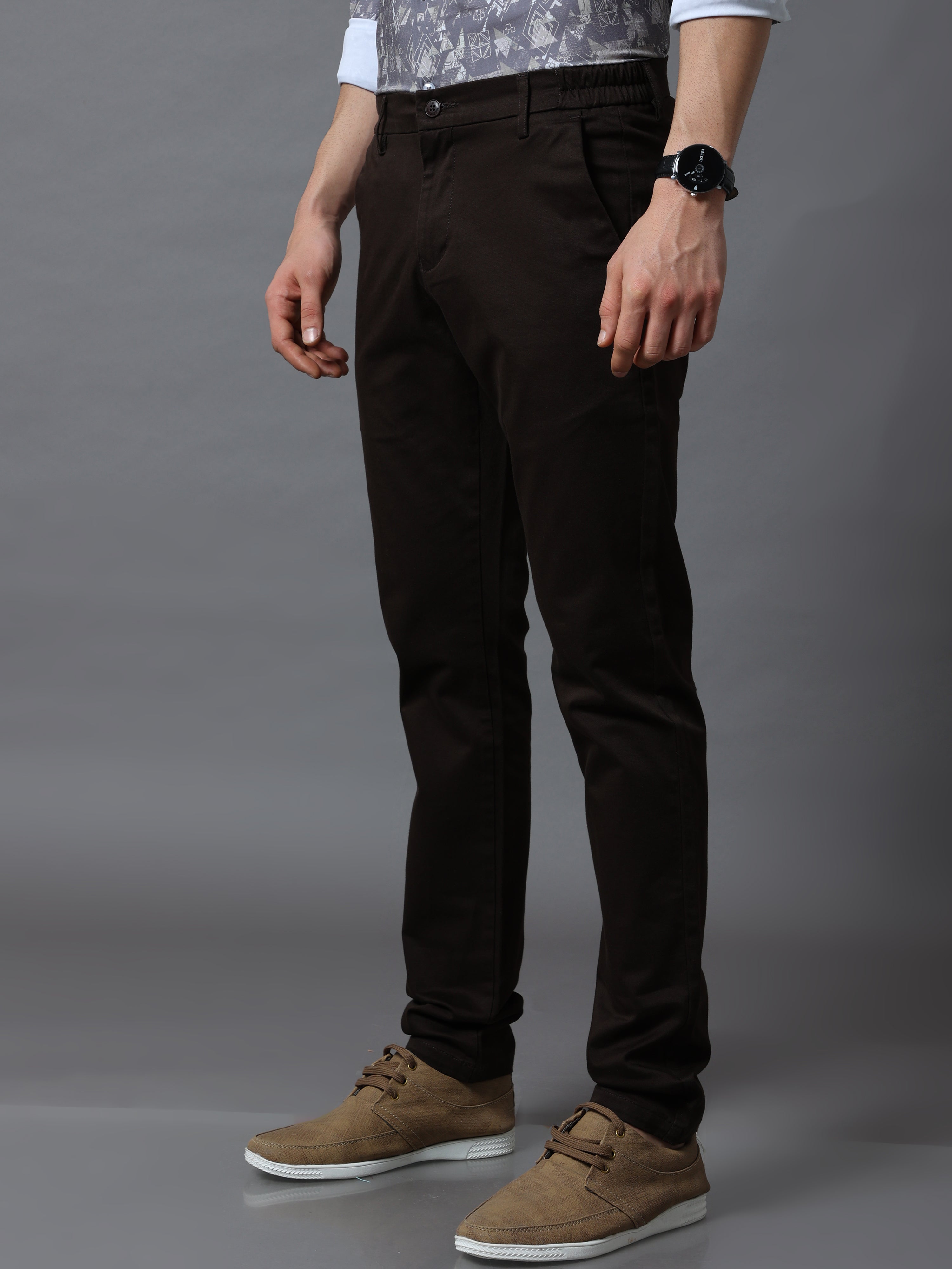 Flexi Waist Brown Trouser