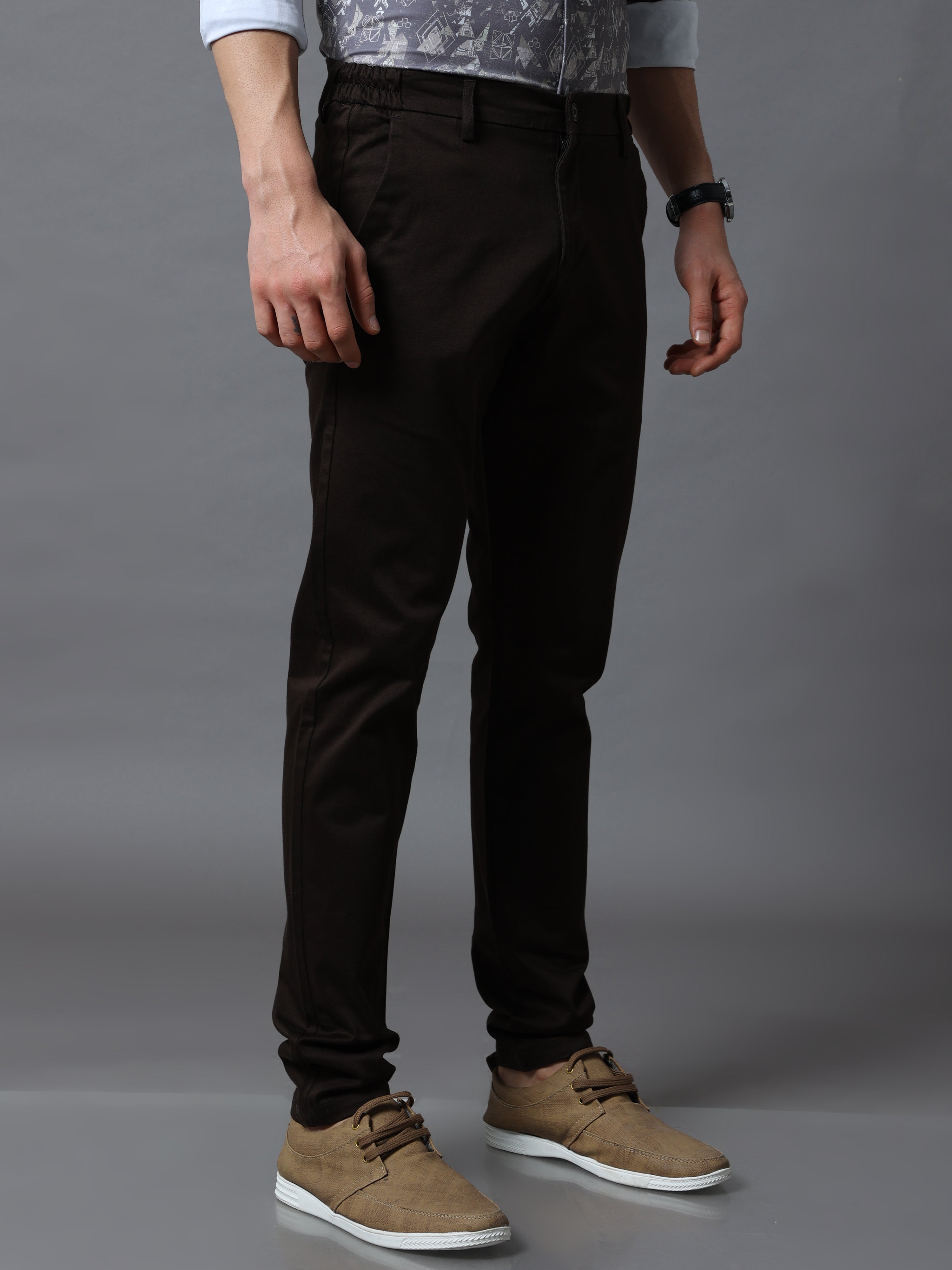 Buy Symbol Premium Men's Easy Care Flexi Waist Casual Pants: Slim Fit at  Amazon.in