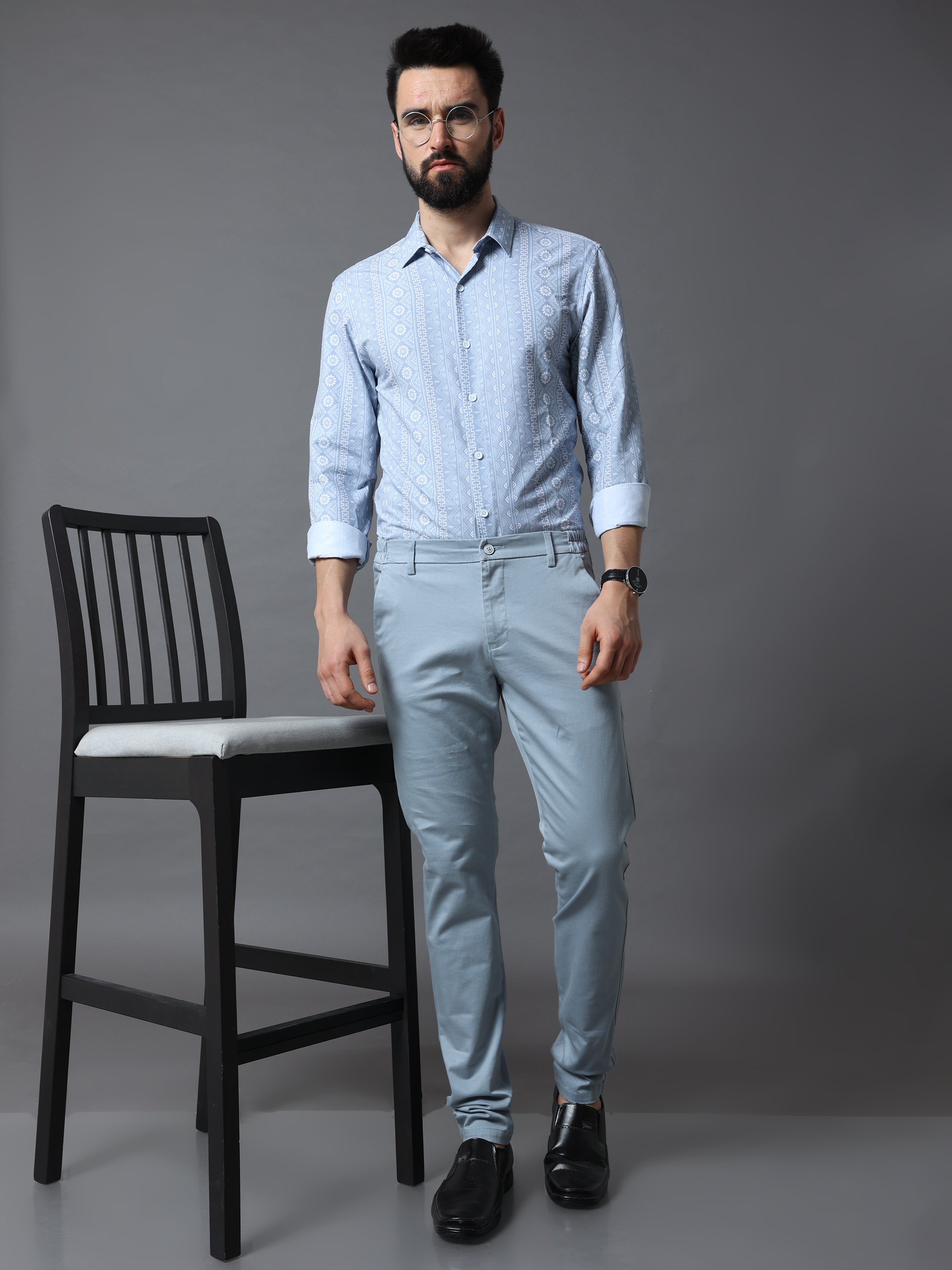 Mango Men Pants Trousers light blue cotton W 30 Casual Fashion Tropical  Print | eBay