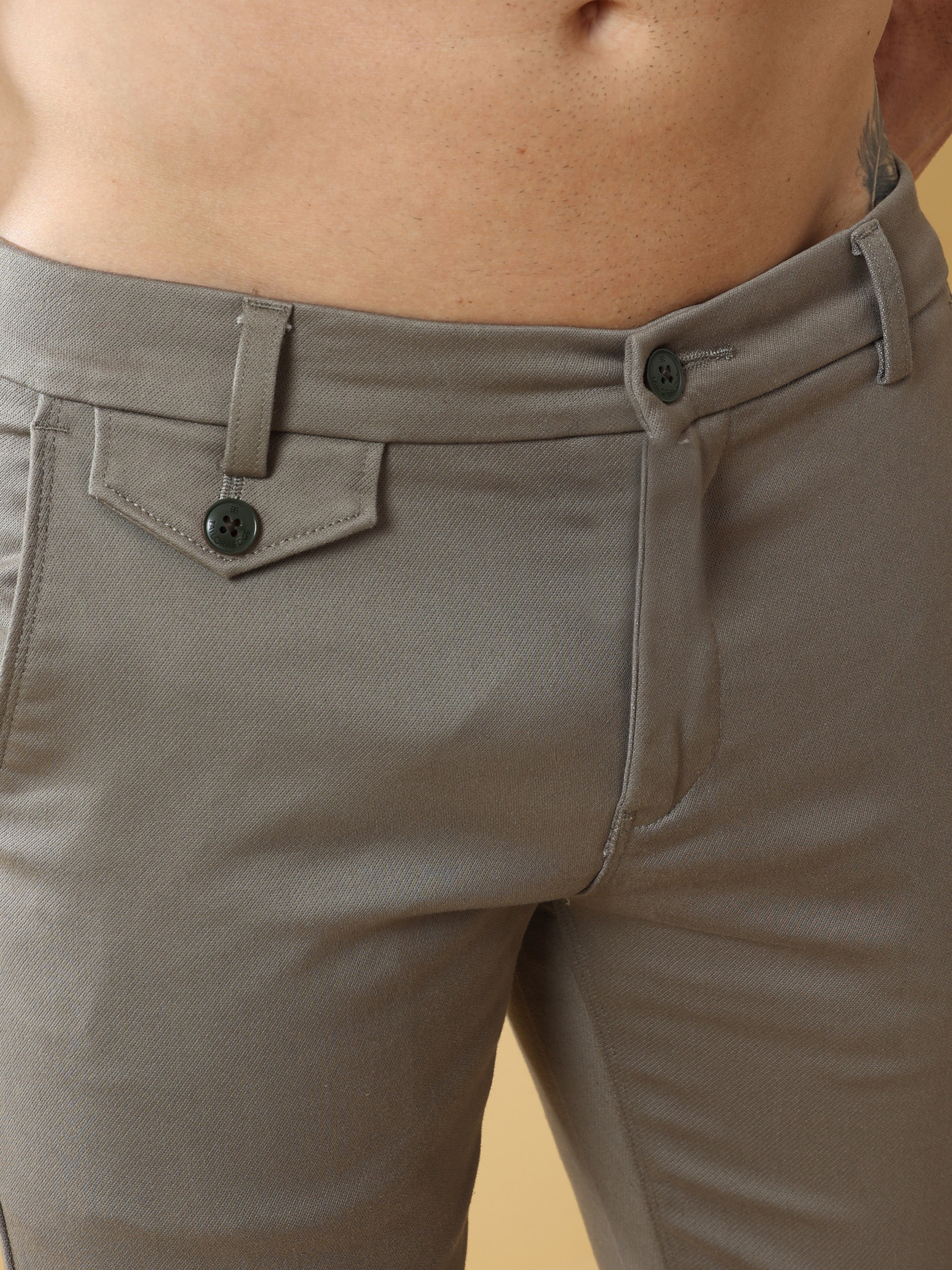 Double Cloth Cotton Sage Green Trouser