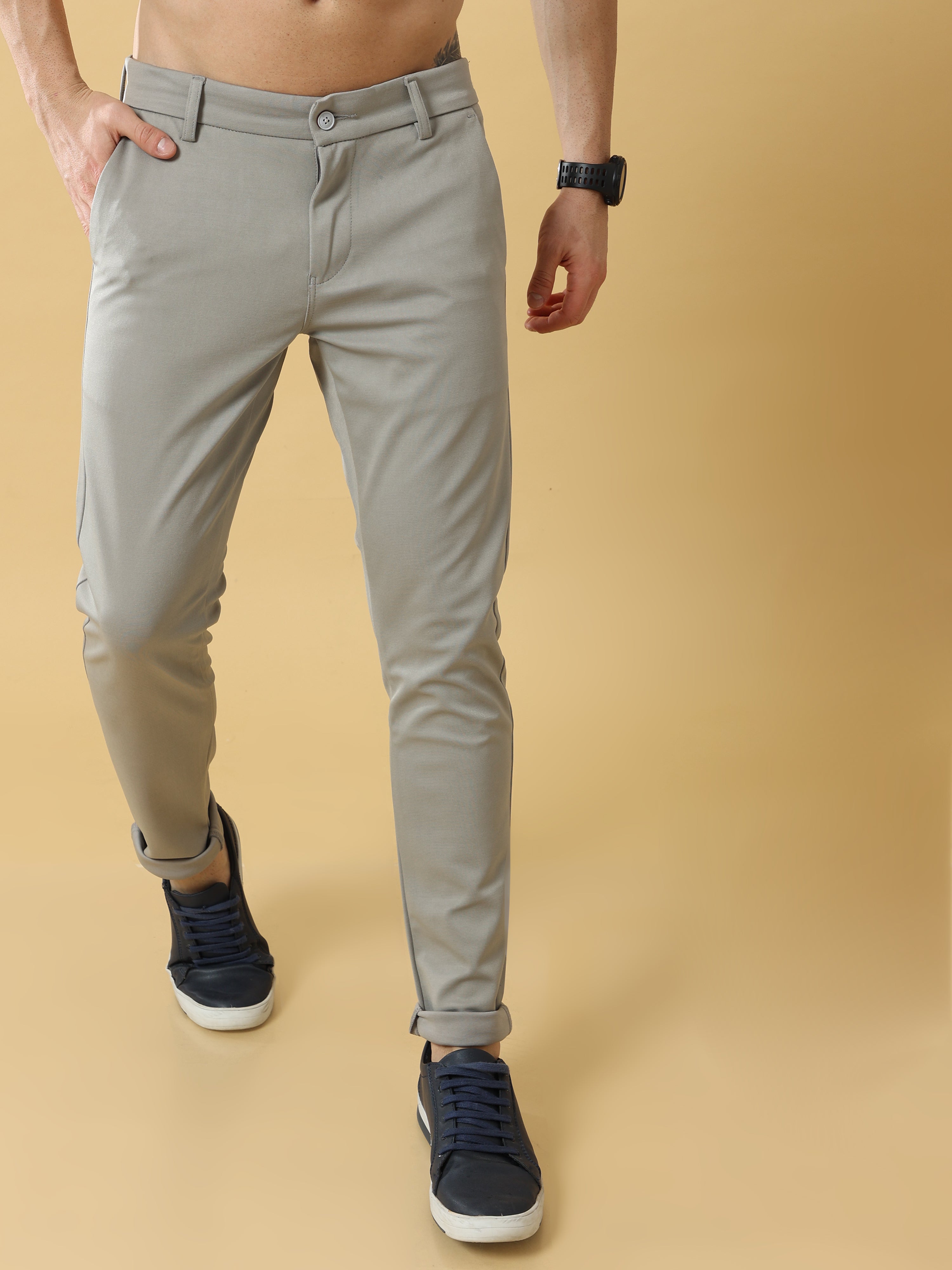 Buy Lycra Blend Regular Fit Men Formal Trouser - Black (KDB-2030355)