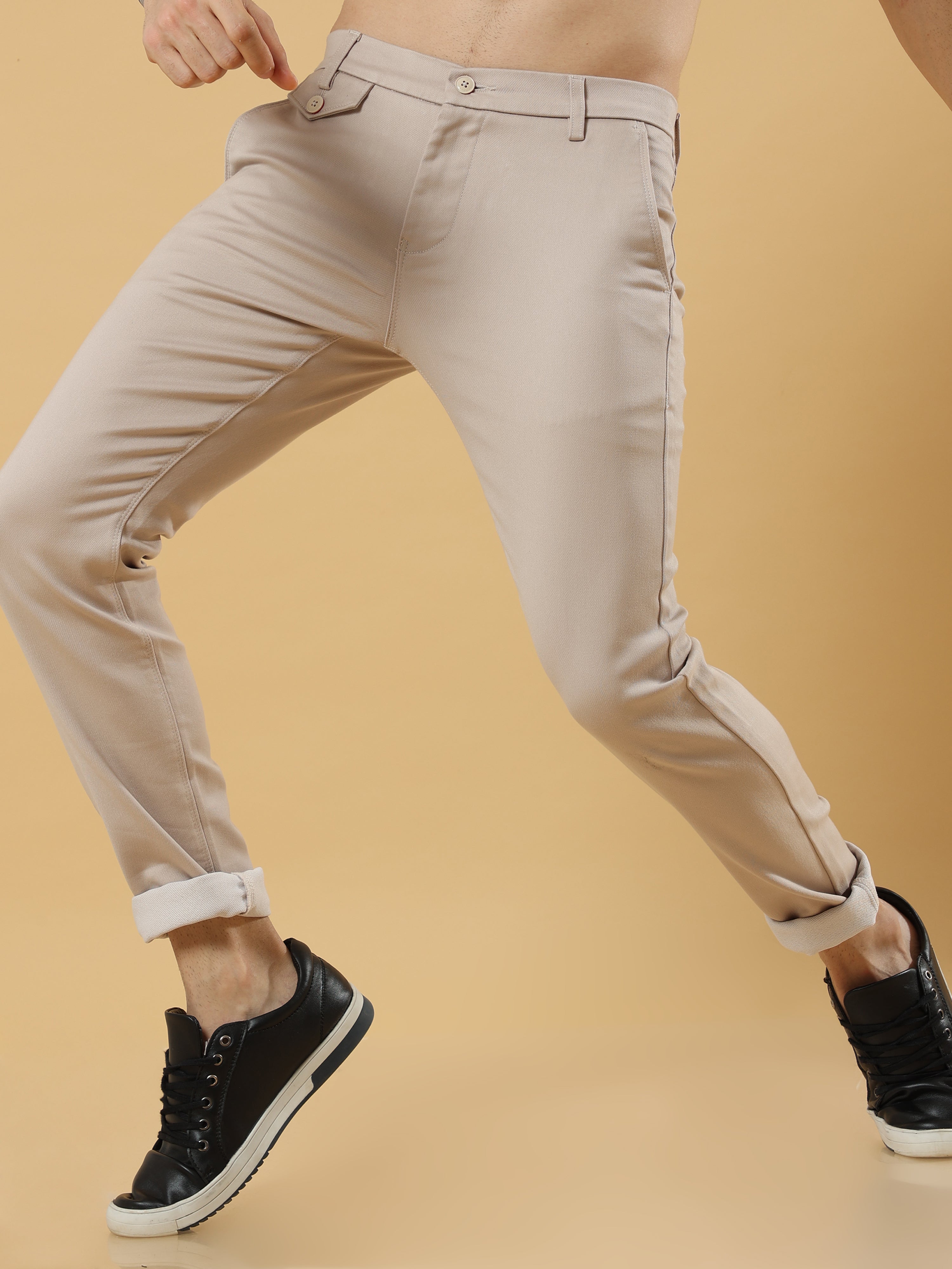 Double Cloth Cotton Cream Trouser