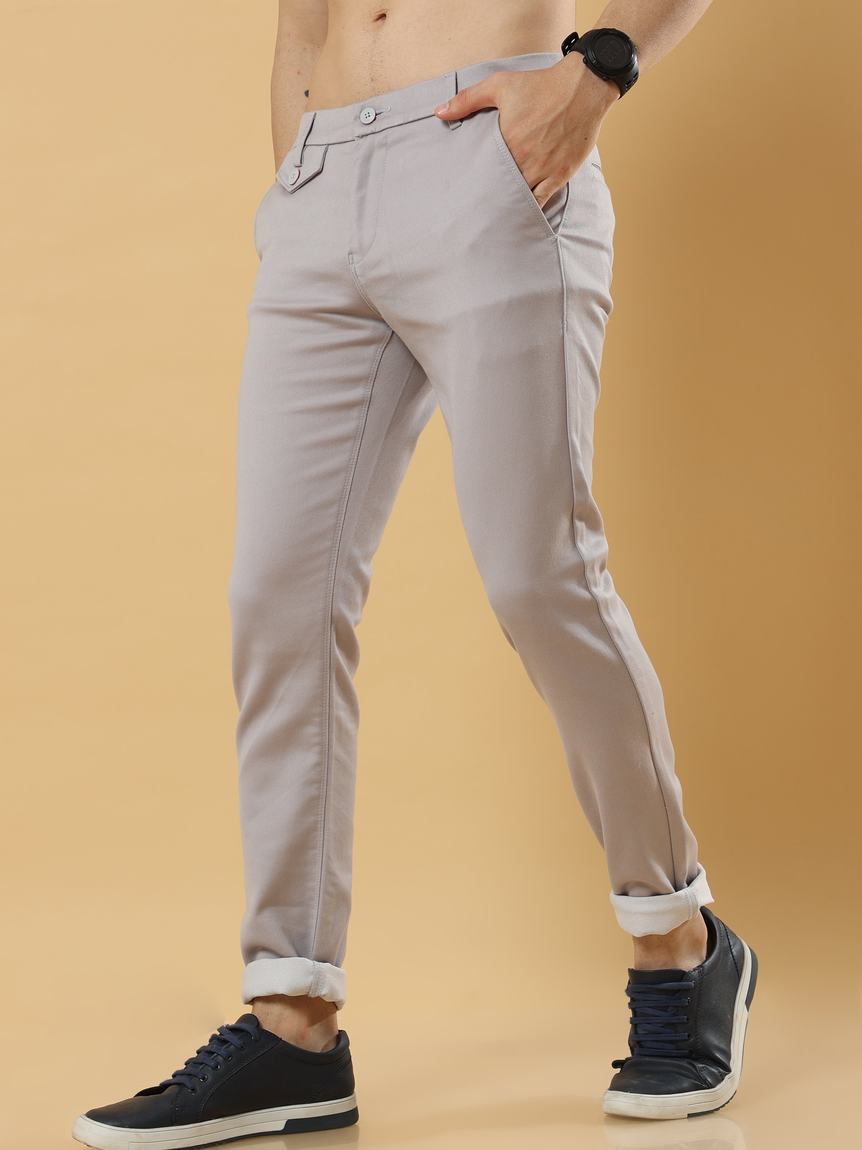 Double Cloth Cotton Light Grey Trouser