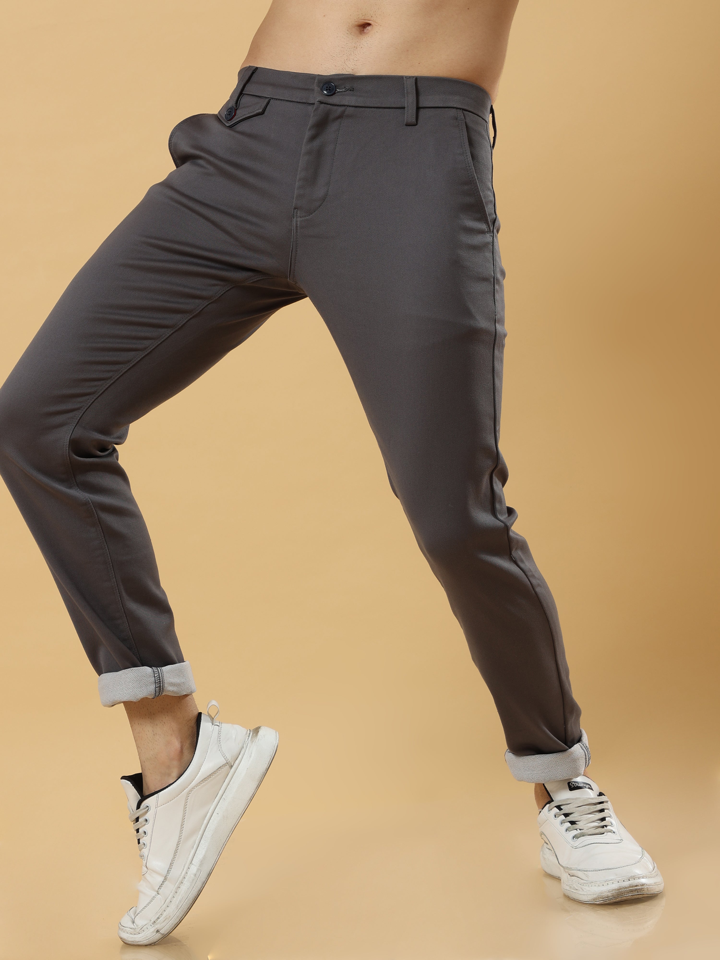 Double Cloth Cotton Dark Grey Trouser