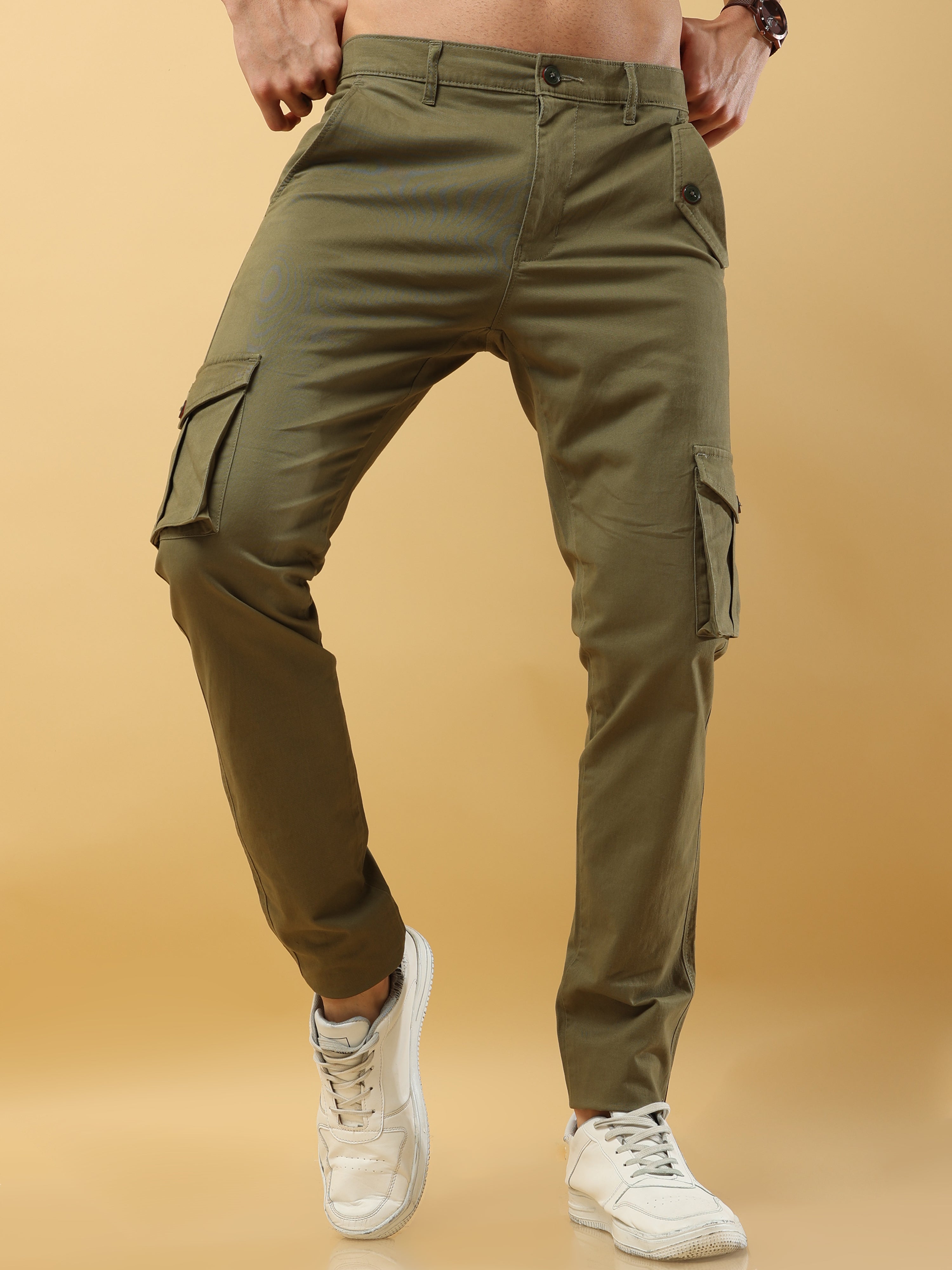 Mens slim fit store green cargo pants