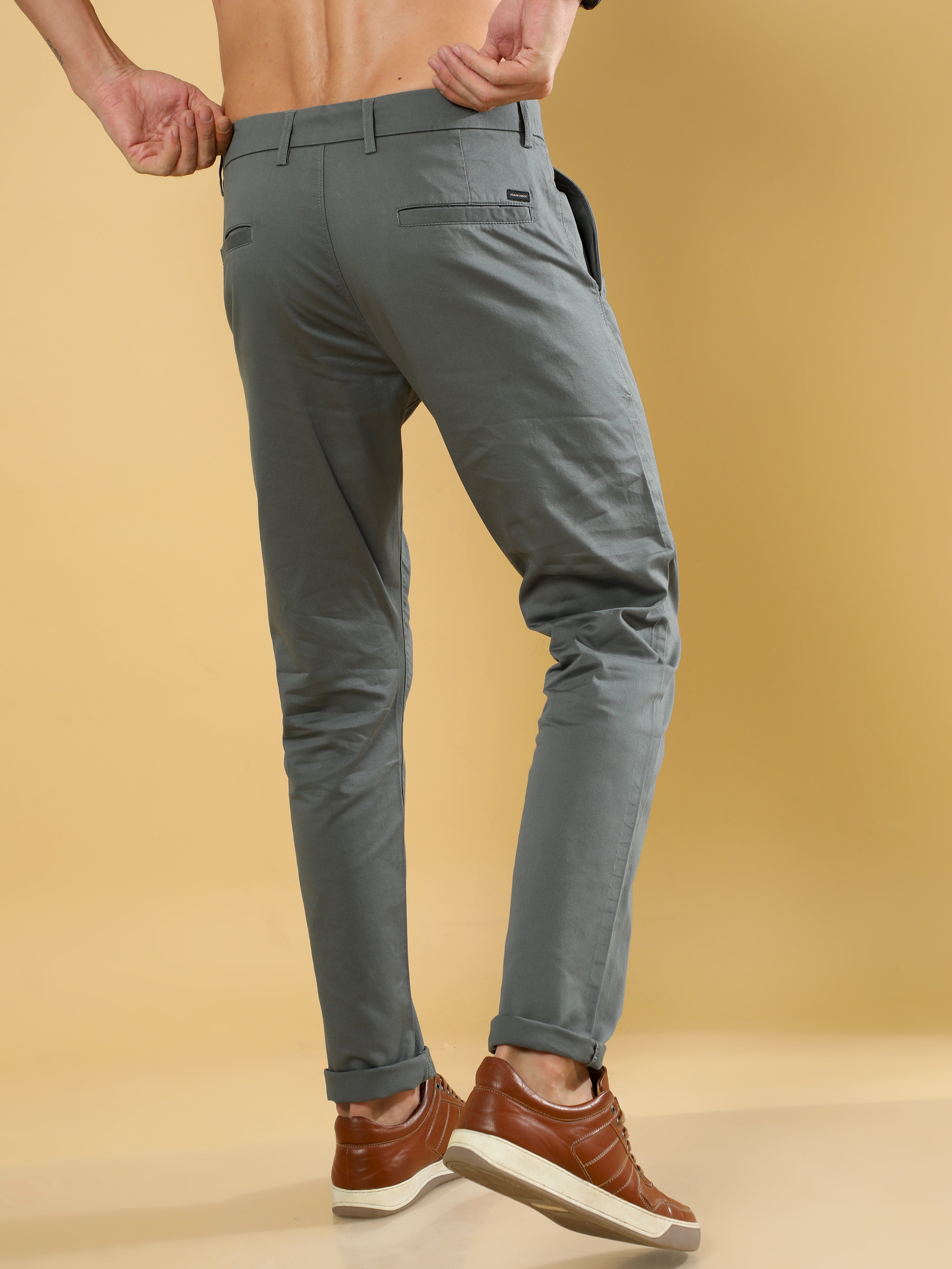 Cotton Dobby Grey Lycra Chino