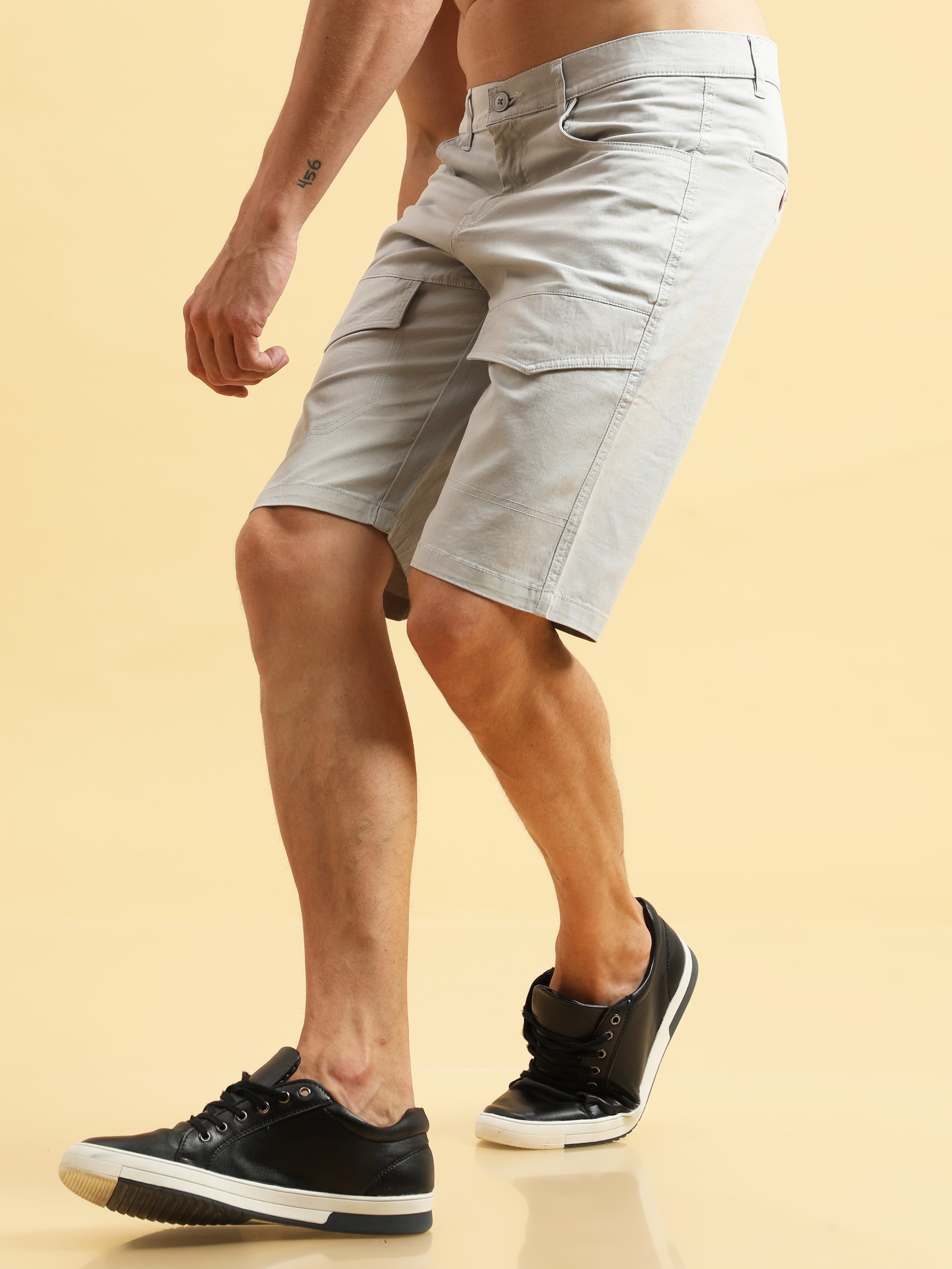 Grey tailored shorts on sale mens