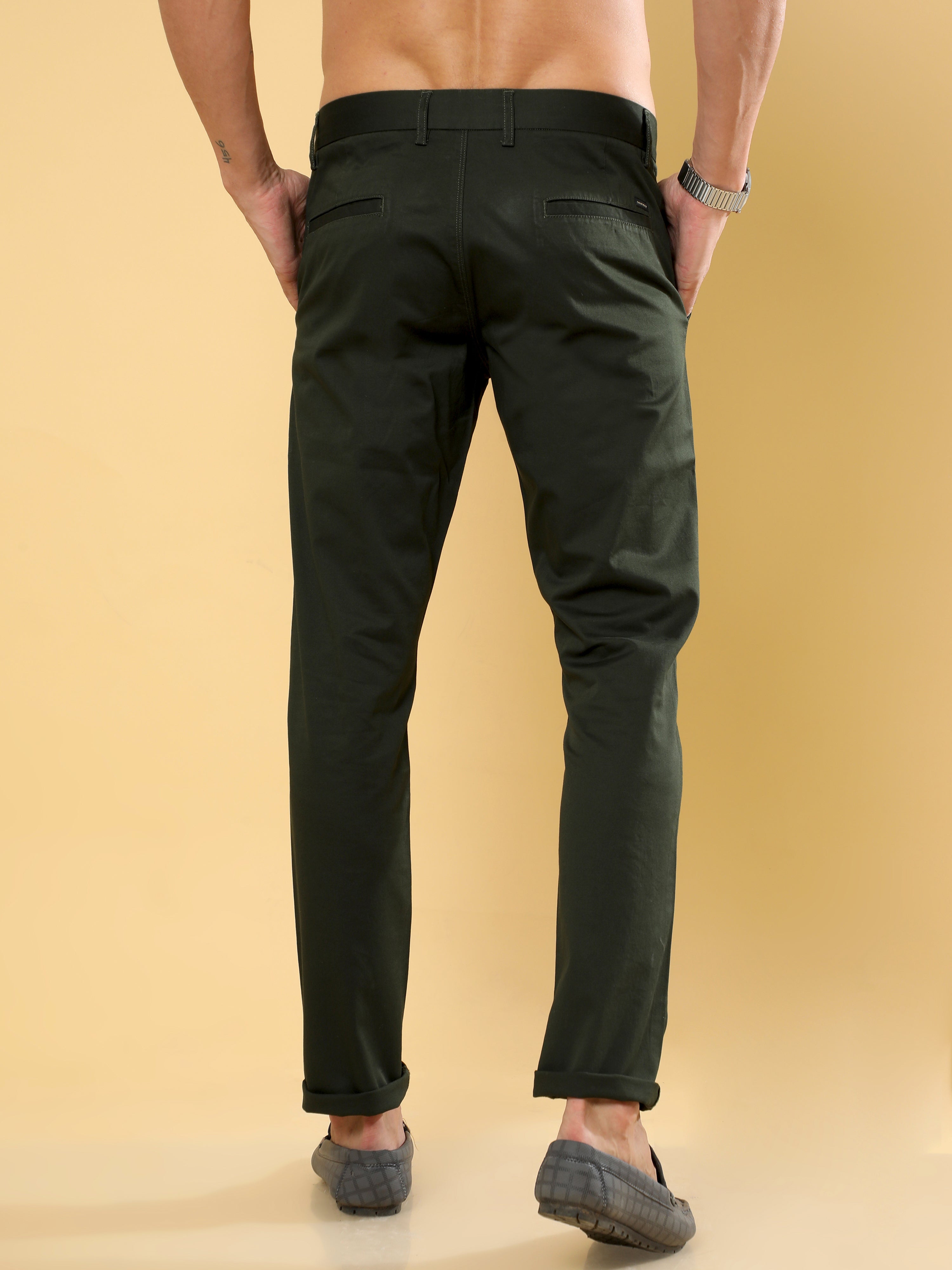 Dark olive chinos sales mens